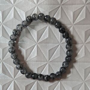 Gray and Black Transparent Beaded Bracelet